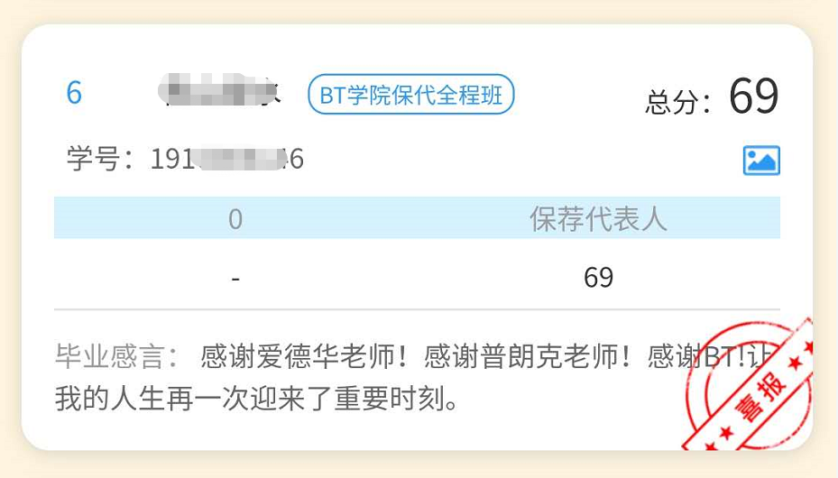 保代考试成绩