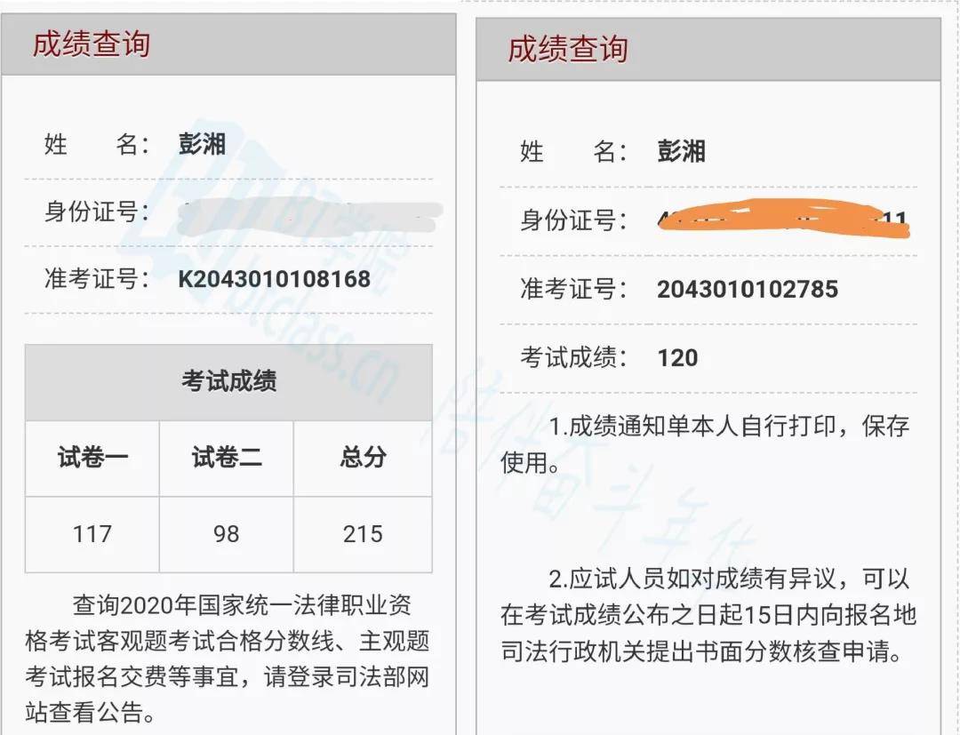 BT学院法考学员高分学员成绩展示
