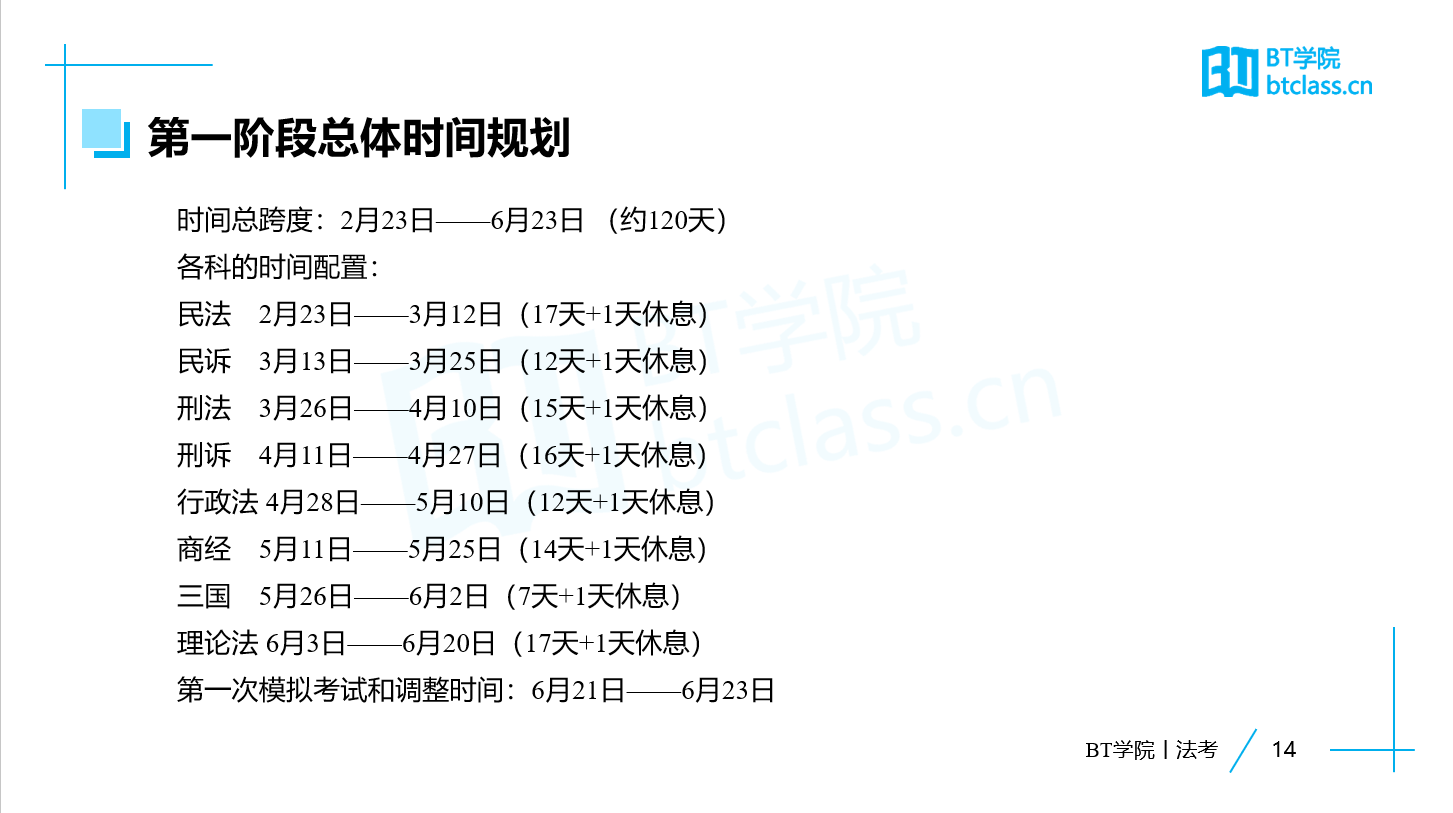 法考学习时间规划表